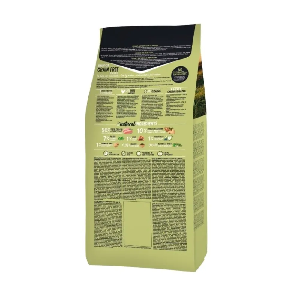 Ownat Grain Free Prime de Pollo y Pavo para Gato Adulto