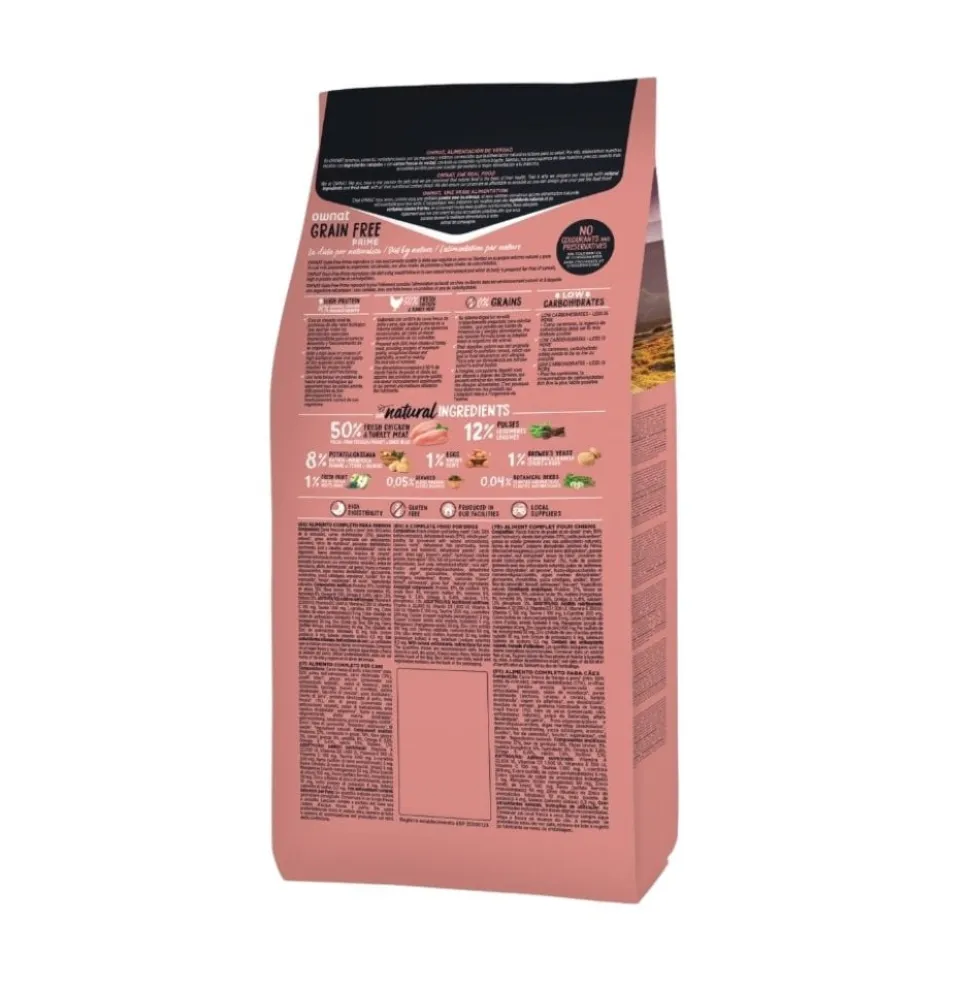 Ownat Grain Free Prime Pollo y Pavo para Perro Mini