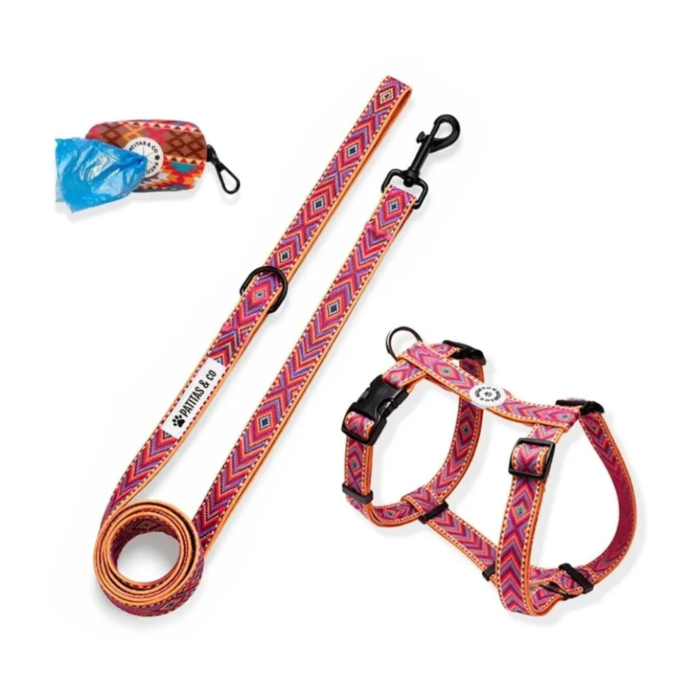 Pack Patitas Arnés Classic Inca + Correa + Porta Bolsas