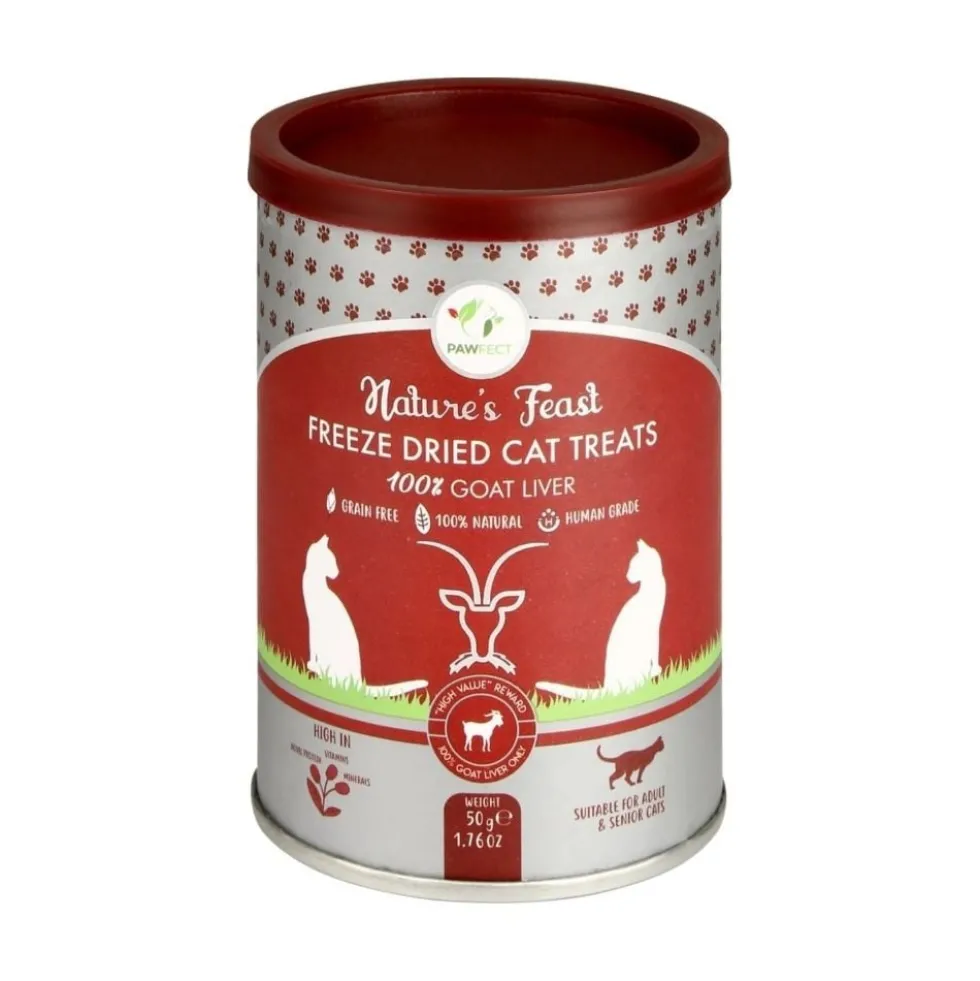 Pawfect Snacks de Hígado de Cabra Liofilizado para Gatos