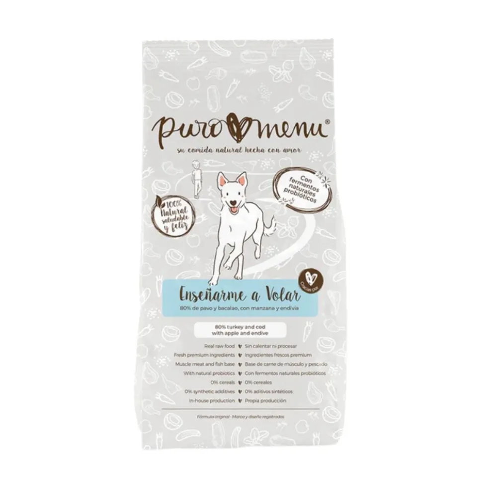 Puromenu Dieta BARF Pavo y Bacalao (Enseñarme a Volar) para Perro