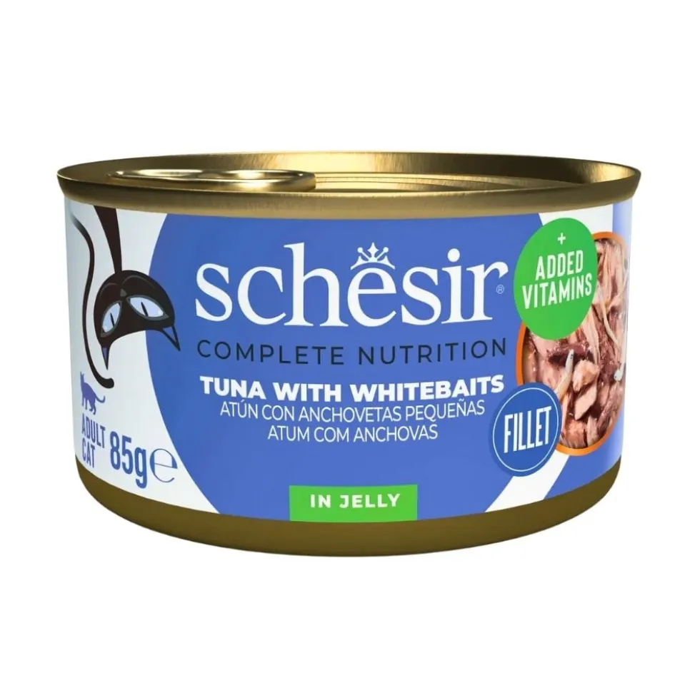 Schesir Lata de Atún y Anchovetas en Gelatina para Gato