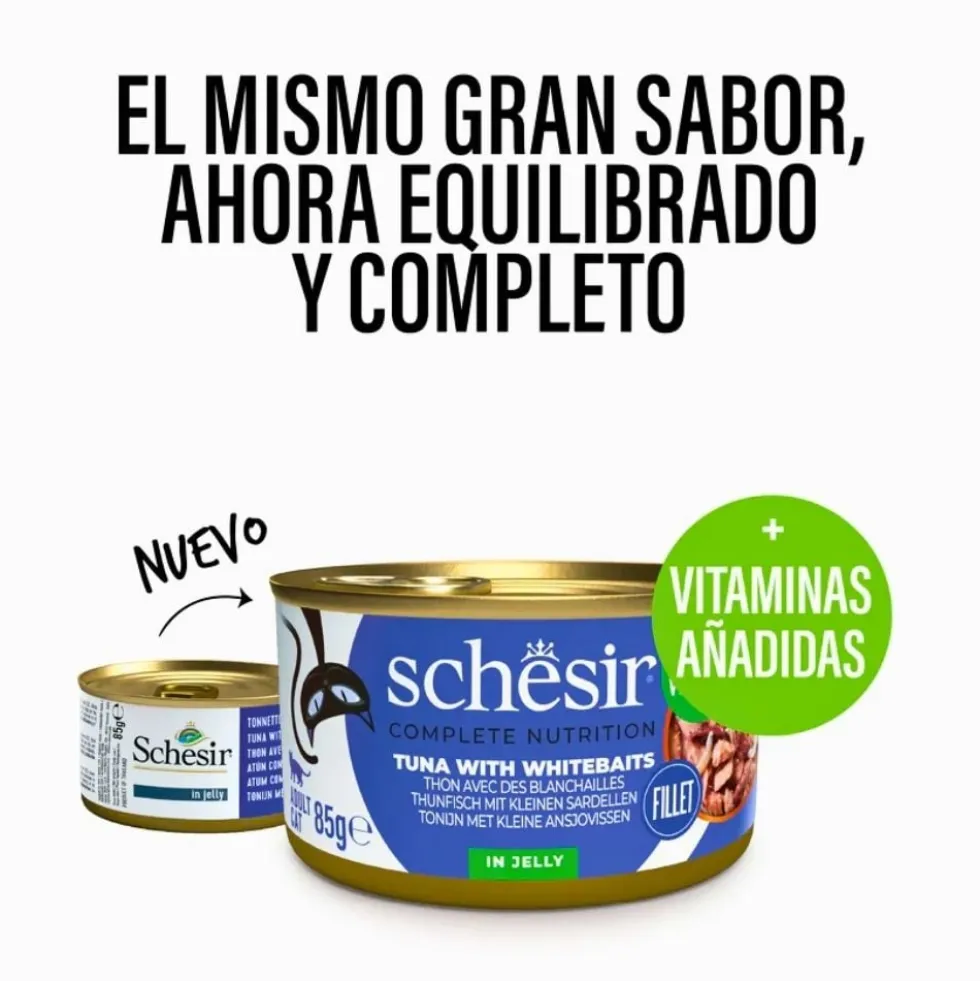 Schesir Lata de Atún y Anchovetas en Gelatina para Gato