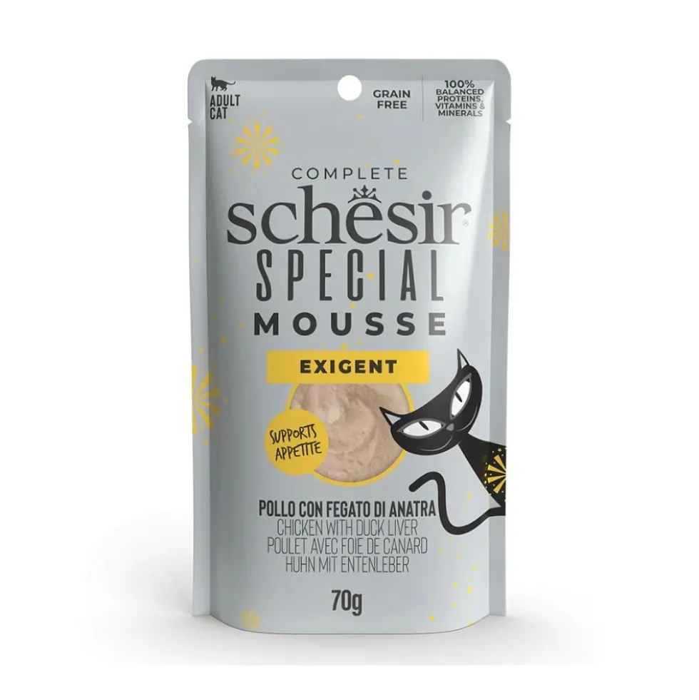 Schesir Mousse Exigent de Pollo y Pato para Gatos