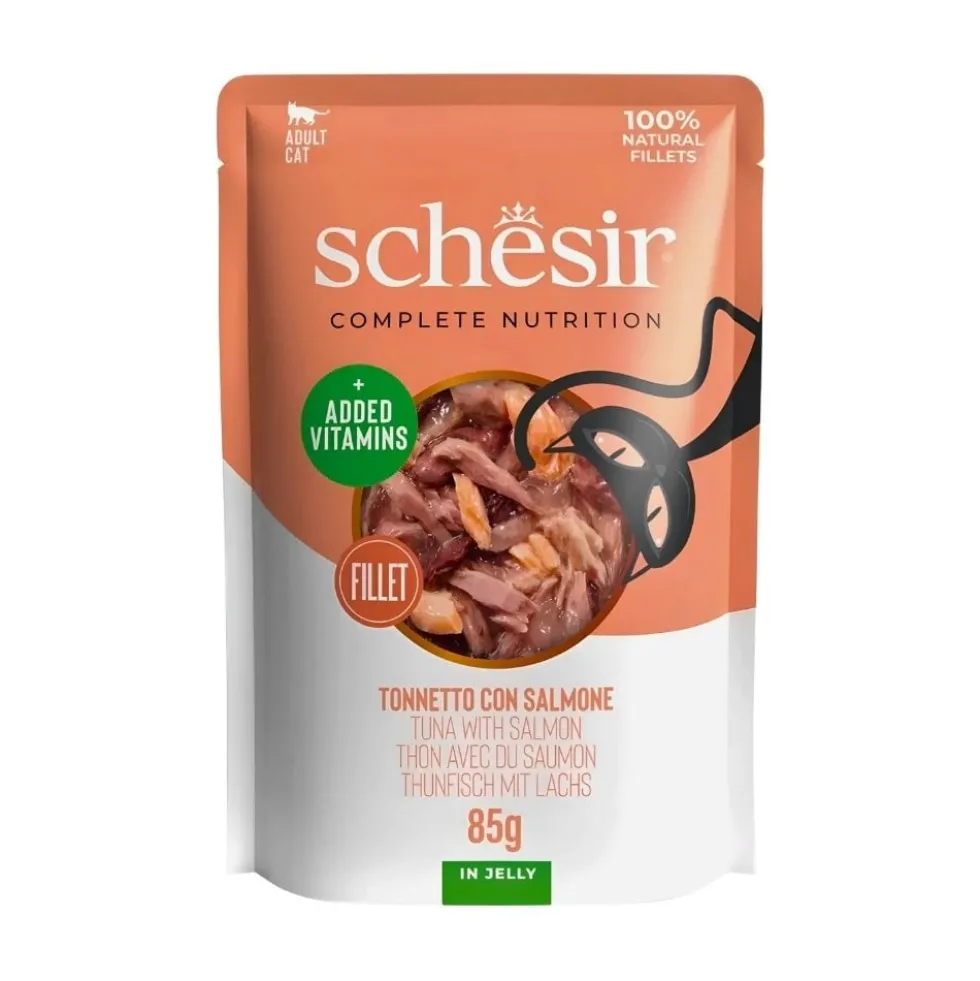 Schesir Sobre de Atún con Salmón en Gelatina para Gato