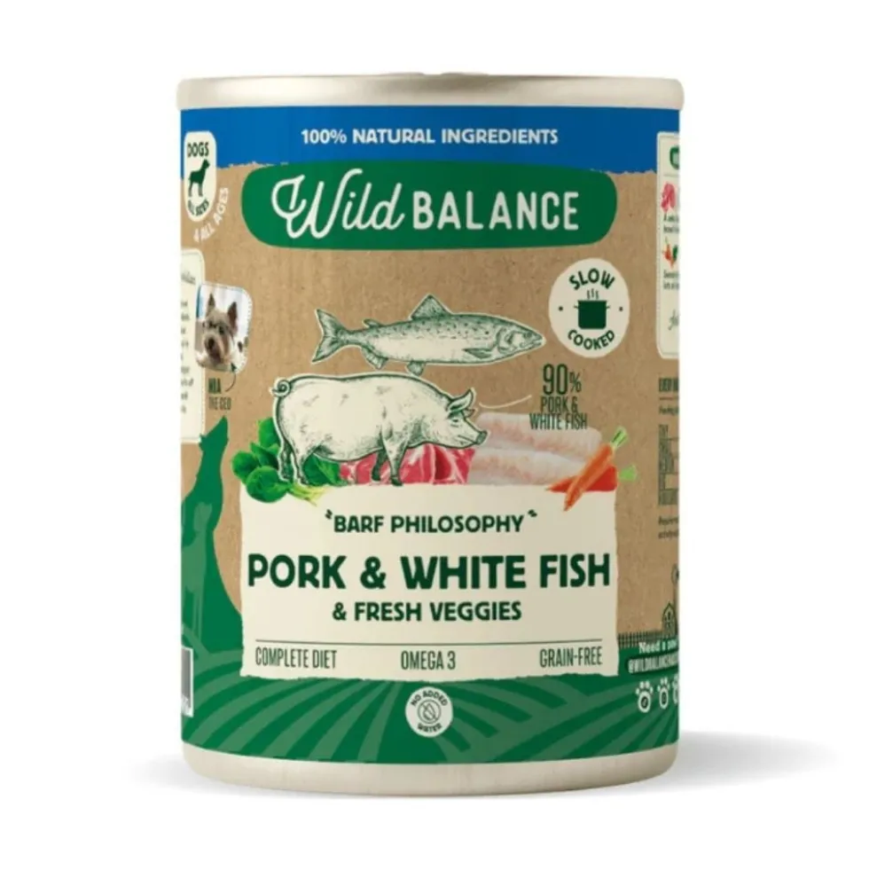 Wild Balance Comida Húmeda Cocinada de Cerdo y Merluza para Perro