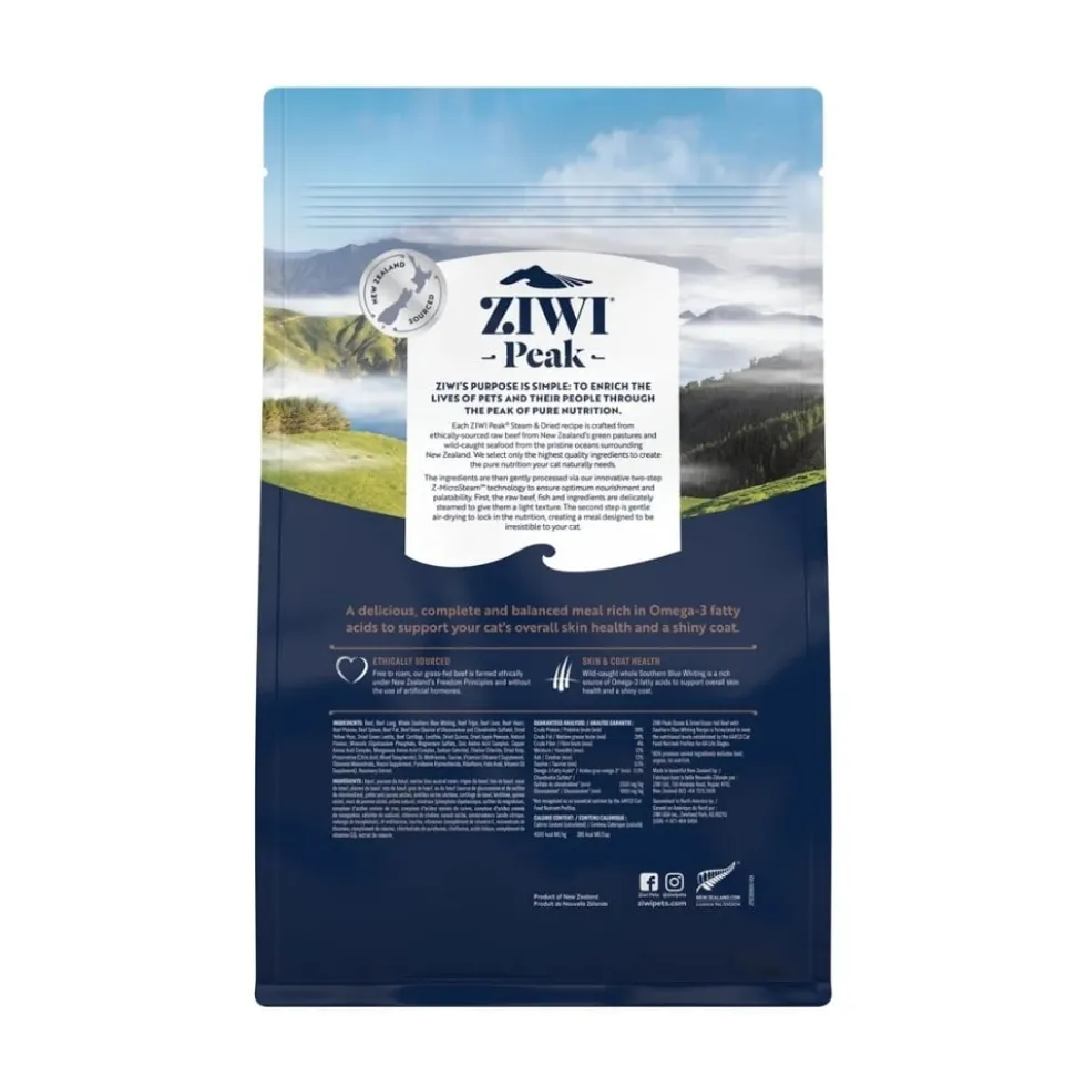 Ziwi Peak Steam & Dried Pienso No Extrusionado de Ternera para Gato